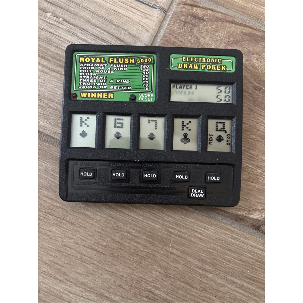 Radio Shack Electronic Draw Poker Handheld Computer Game LCD 60-2349 Portable